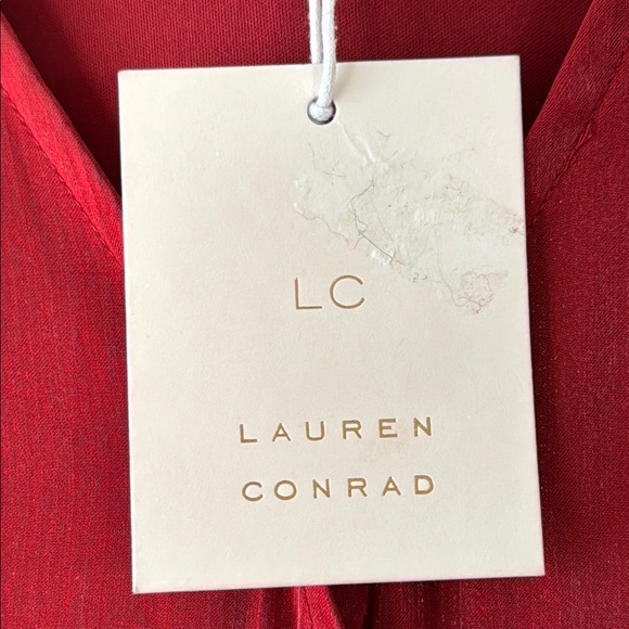 Lauren Conrad Dress Burgundy Boho Wrap Long Sleeve High Low in Size L NWT - Picture 3 of 13